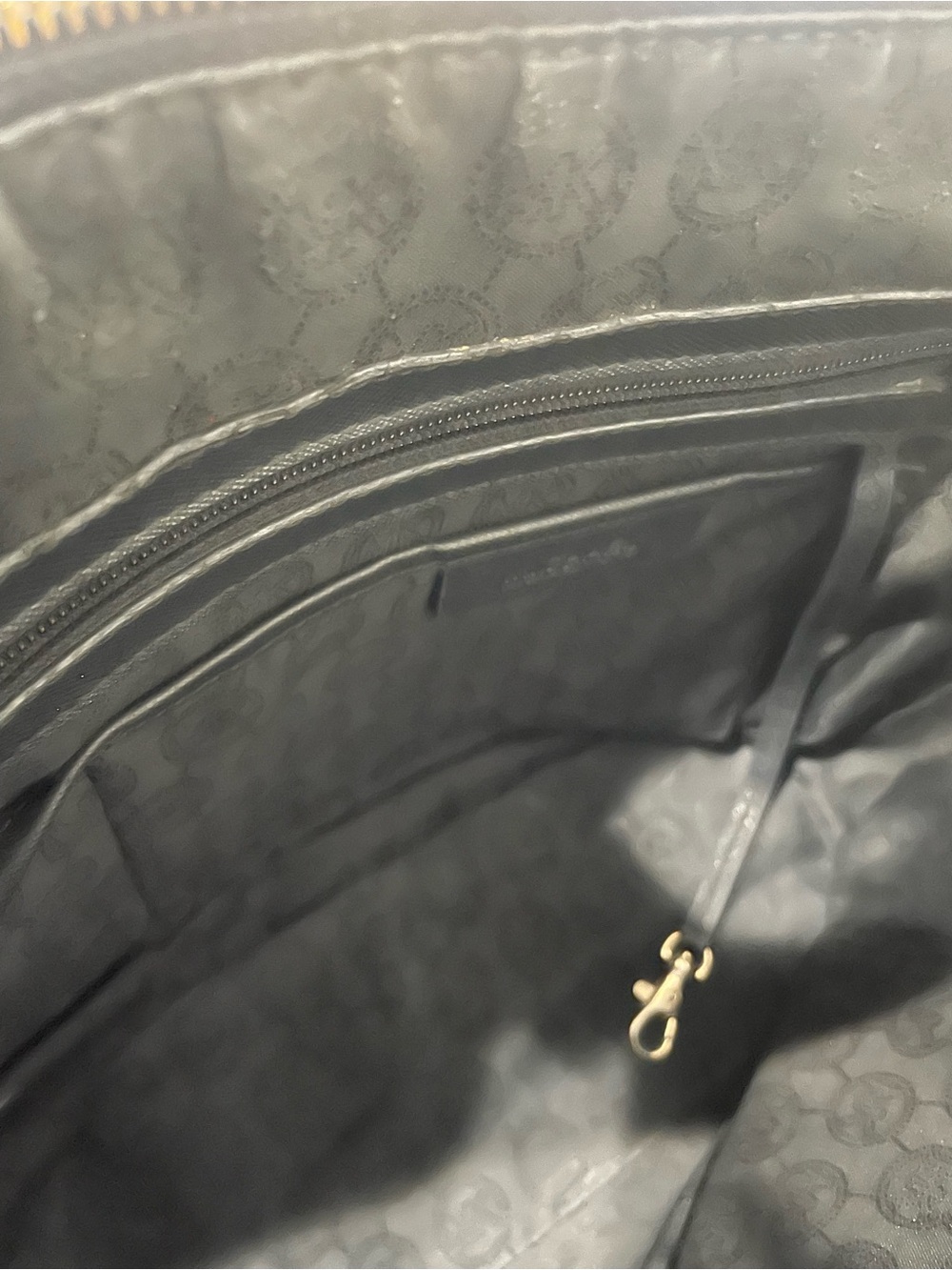 Michael Kors Black Leather Tote with Gold Logo Charm - Picture 10 of 11
